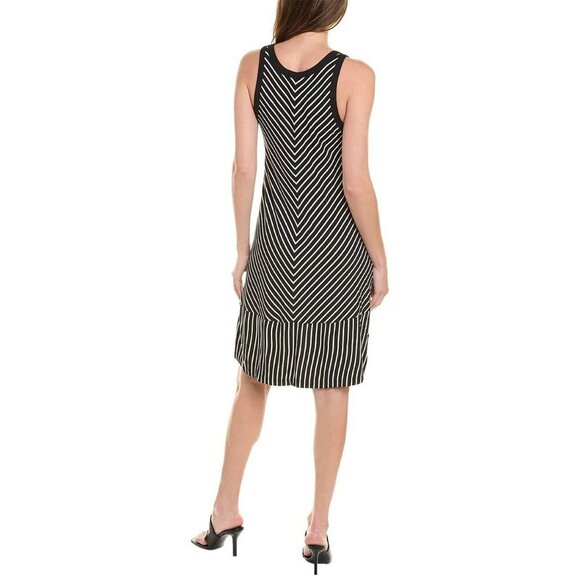 Cabi XS Striped Sleeveless Midi Dress Stretch Comfy Tiered Office Workwear Party - Picture 3 of 11